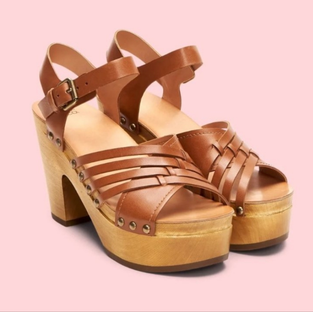 NEW FRYE & CO GRETA WOVEN CLOG COGNAC | SIZE 7